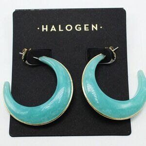 Seafoam Earrings Halogen by Nordstrom Aqua Green Semi Hoops NWT NOC Mint M585